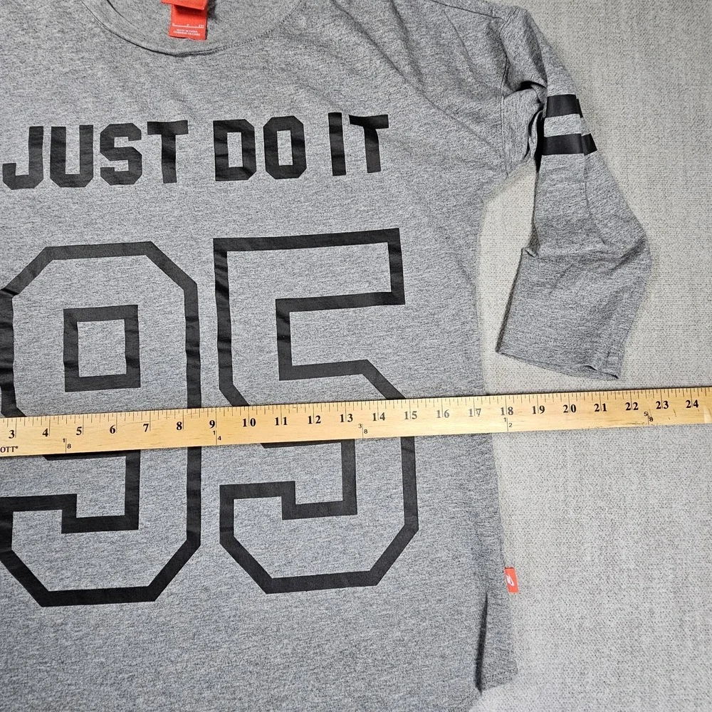 Nike‎ Men's Just Do It 95 Geay Cotton Blend Shirt 3/4 Sleeve Sz Small S
